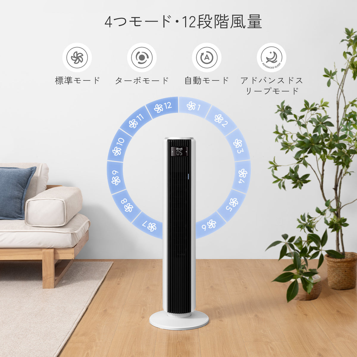Levoit Classic 36インチ タワーファン(DCモーター)